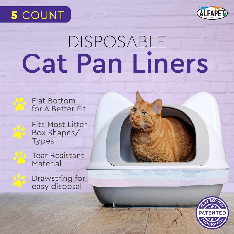 Alfapet Cat Litter Box Liners Alfapet Heavy Duty Flat Bottom - Extra Giant 5 Count - Tear-Resistant Cat Litter Bags - Kitty Litter Liners for Rectangular Litterbox Pans, 36â€ x 18â€ x 2MIL Thick 30 lb Capacity - Image 2